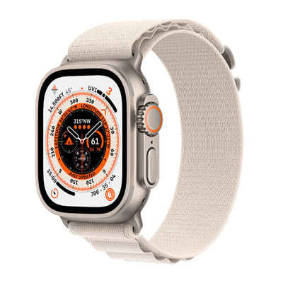 Apple Watch Ultra GPS + Cellular, 49mm Titanium Case with Starlight Alpine Loop - Medium