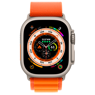 Apple Watch Ultra GPS + Cellular, 49mm Titanium Case with Orange Alpine Loop - Medium